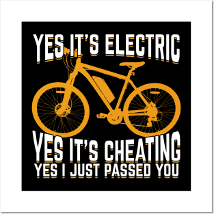 Electric Mountainbike E-Bike Bicycle Cyclist Gift Posters and Art